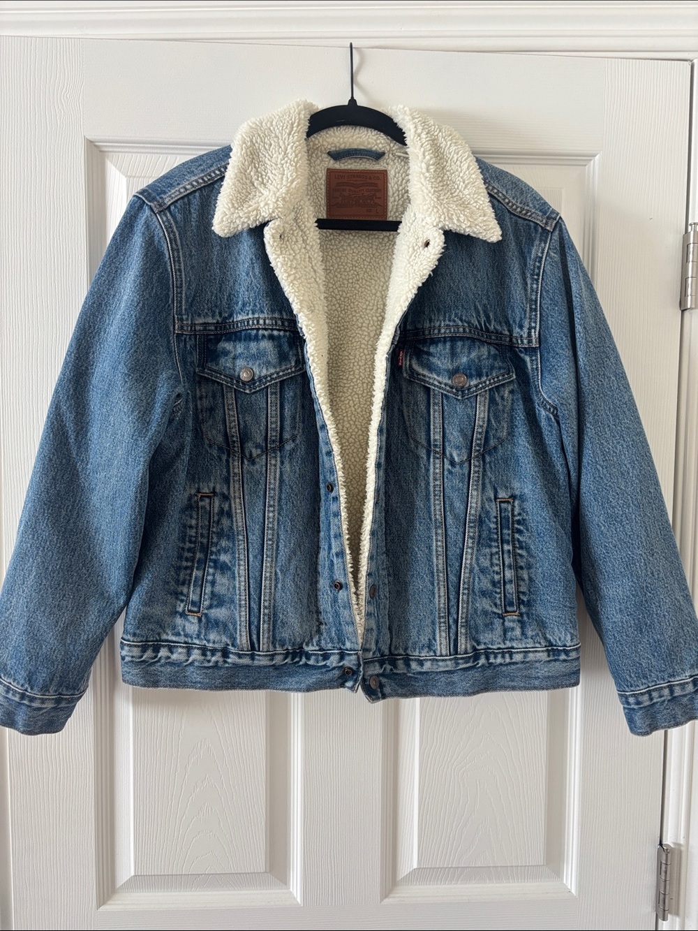 Levi's Blue Denim Jacket with Cream Sherpa Lining